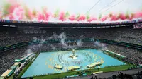 Piala Dunia 2026 resmi dimulai dengan ditandai dengan upacara pembukaan yang berlangsung di Stadion Azteca, Mexico City, Jumat (12/6/2026) dini hari WIB. (AP Photo/Ricardo Mazalan)