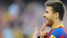 Kegembiraan defender Barcelona Gerard Pique seusai menjebol gawang Espanyol dalam lanjutan La Liga yang digelar di Nou Camp Stadium, 8 Mei 2011. Barca unggul 2-0. AFP PHOTO / LLUIS GENE