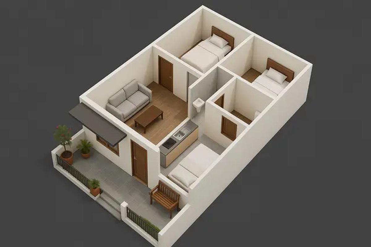 7 Model Rumah Sederhana Minimalis 6x12 dengan 2 Kamar, Nyaman untuk Keluarga Kecil