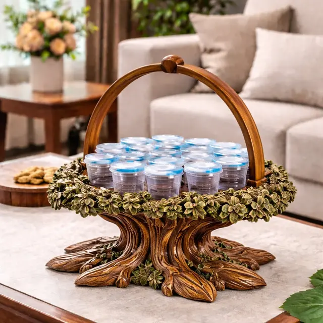 Model Tempat Air Mineral Gelas dari Kayu (ChatGPT)