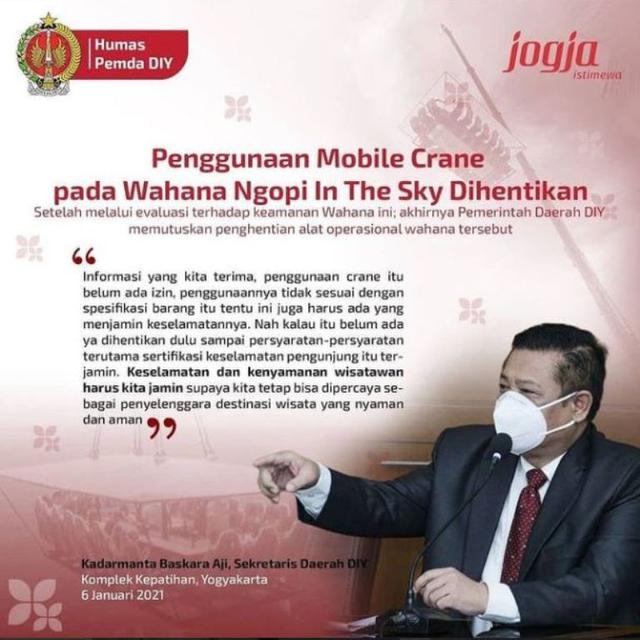 Kronologi Ditutupnya Wahana Ngopi in The Sky di Yogyakarta yang Baru 4 Hari Beroperasi
