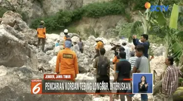 Tim SAR gabungan berharap dapat bantuan alat berat dan anjing pelacak untuk cari korban tebing longsor, Jember, Jawa Timur.