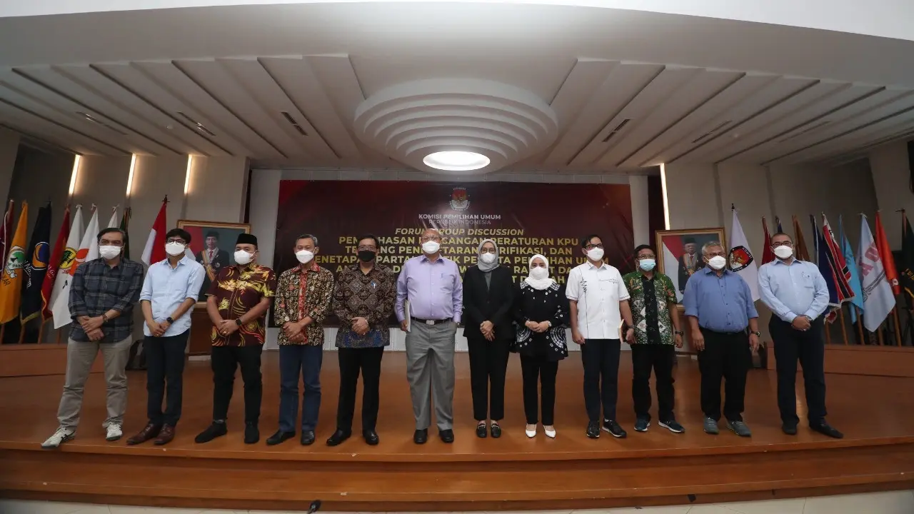 Komisi Pemilihan Umum (KPU) menggelar FGD di ruang rapat utama, Rabu (16/3/2022).