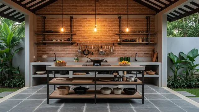 Model Dapur Terbuka Menempel Tembok Belakang