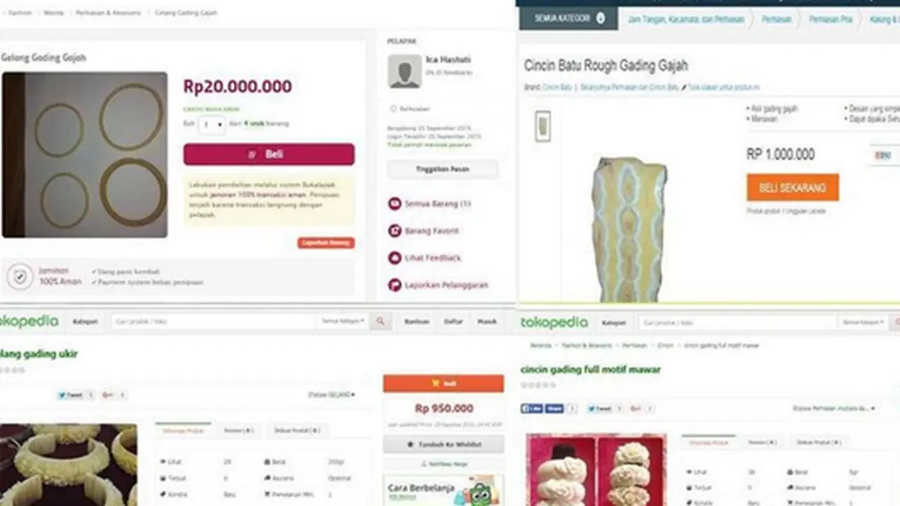 11.200 Netizen Protes Penjualan Gading Gajah Online