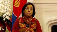 Menteri Keuangan (Menkeu) Sri Mulyani Indrawati dalam konferensi pers IMF-JICA Joint Conference on Recovery from the Pandemic in Developing Asia, di Tokyo, Jepang, Selasa (14/2/2023).