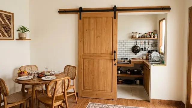6 Model Pintu Geser untuk Memisahkan Dapur dan Ruang Makan, Praktis dan Estetik