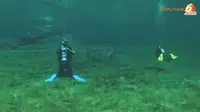 [VIDEO] Wow, Ada Taman dan Jembatan di Dalam Danau