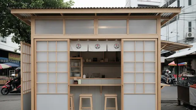 Warung Minimalis Ala Jepang (Japandi) dengan Pintu Geser