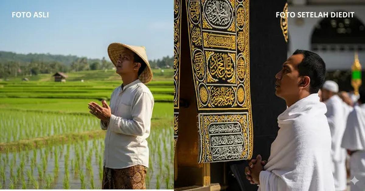 8 Salinan Text Prompt AI Gemini Edit Foto Depan Ka'bah, Bisa Jadi Doa dan Motivasi