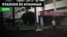 Stadion Thuwunna di Yangon, Myanmar tempat berlangsungnya Timnas Indonesia Vs Brunei Darussalam tampak sepi.