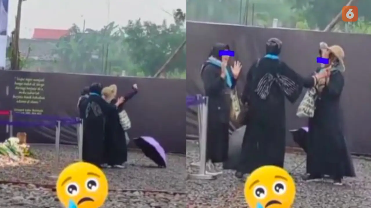Tangkapan layar video viral emak-emak selfie di makam Eril (Liputan6.com/Istimewa)