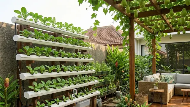 Rak Kayu Kombinasi Talang Air Bekas
