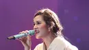 Raisa saat tampil di Jakarta Fair 2015. (Foto: Fathan Rangkuti/Bintang.com)