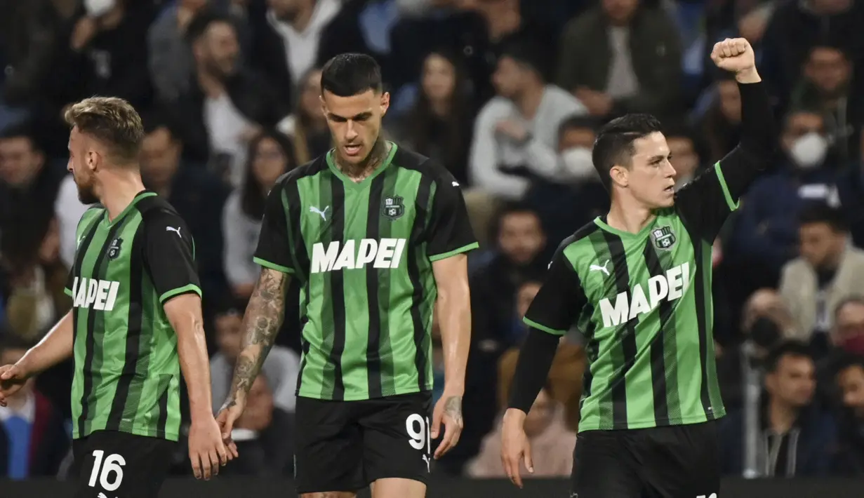<p>Sassuolo unggul terlebih dahulu lewat gol Giacomo Raspadori pada menit 38. (Massimo Paolone/LaPresse via AP)</p>
<p> </p>
