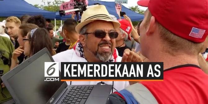 VIDEO: Rayakan HUT AS, Pendukung dan Warga Anti Trump Adu Mulut