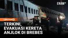 Proses evakuasi kereta api Bangunkarta yang anjlok di dekat Stasiun Bumiayu, Brebes, Jawa Tengah, terus dilakukan hingga Senin tengah malam. Dari tiga gerbong yang keluar rel, dua di antaranya berhasil dievakuasi menggunakan kereta crane.