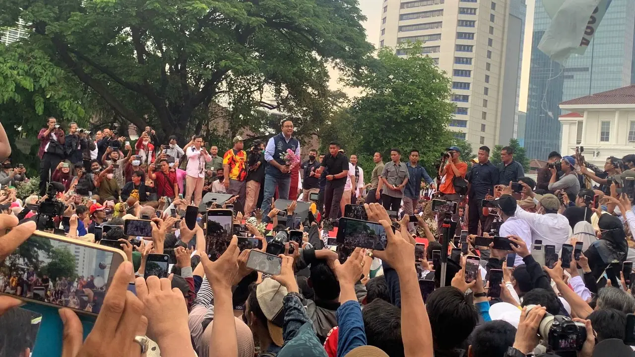 Gubernur DKI Jakarta Anies Baswedan dalam acara perpisahannya di Balai Kota Jakarta, Minggu (16/10/2022)