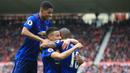 Para pemain Manchester United merayakan gol yang dicetak Jesse Lingard ke gawang Middlesbrough. Ini merupakan gol perdana yang dicetak oleh pemuda kelahiran Warrington, Inggris itu pada Premier League musim 2016-2017. (AFP/Lindsey Parnaby)