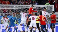 Timnas Spanyol bermain 2-2 saat bersua Maroko dalam pertandingan ketiga Grup B, di Stadion Kaliningrad, Selasa (26/6/2018) dini hari WIB. (AP/Petr David Josek)