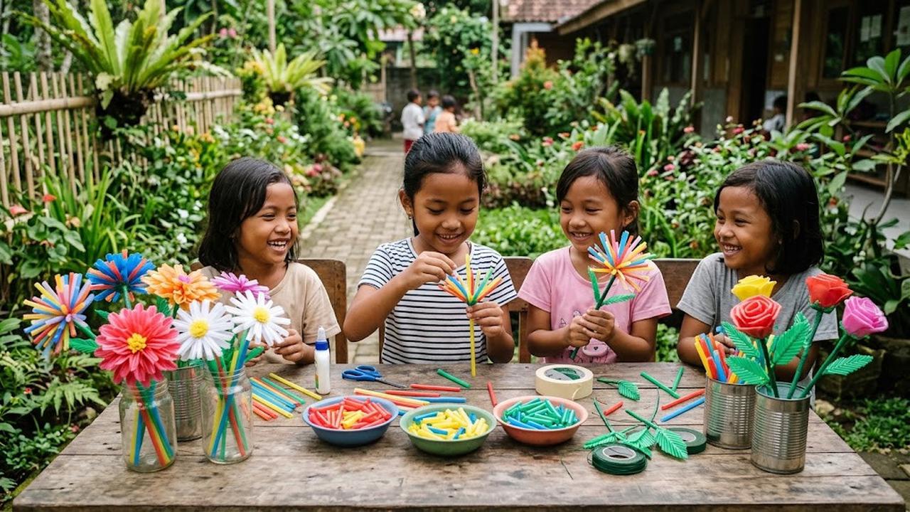 Ide Aktivitas Kreatif Anak dari Barang Bekas/AI Generated