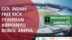 Berita video gol indah free kick gelandang Sriwijaya FC, Syahrian Abimanyu, membobol gawang Arema FC pada perempat final Piala Presiden 2018 di Stadion Manahan, Solo, Minggu (4/2/2018).