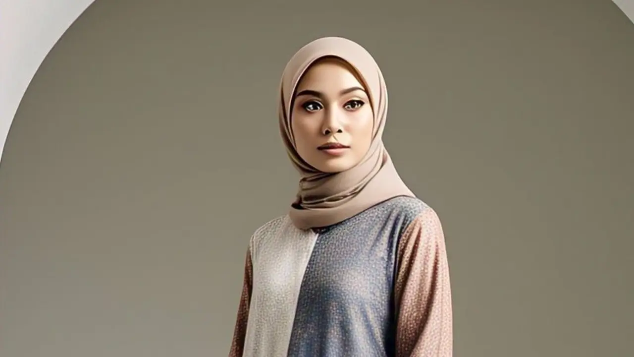 Gamis Two-Tone atau Kombinasi Warna