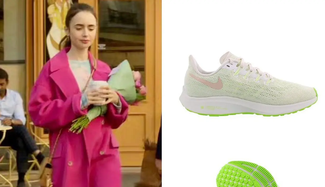 Kali ini Emily tampil mengenakan statement coat, yang dipadunya dengan kaus kasual, celana jeans atau legging hitam, dan sneakers yang nyaman. Foto: Instagram.
