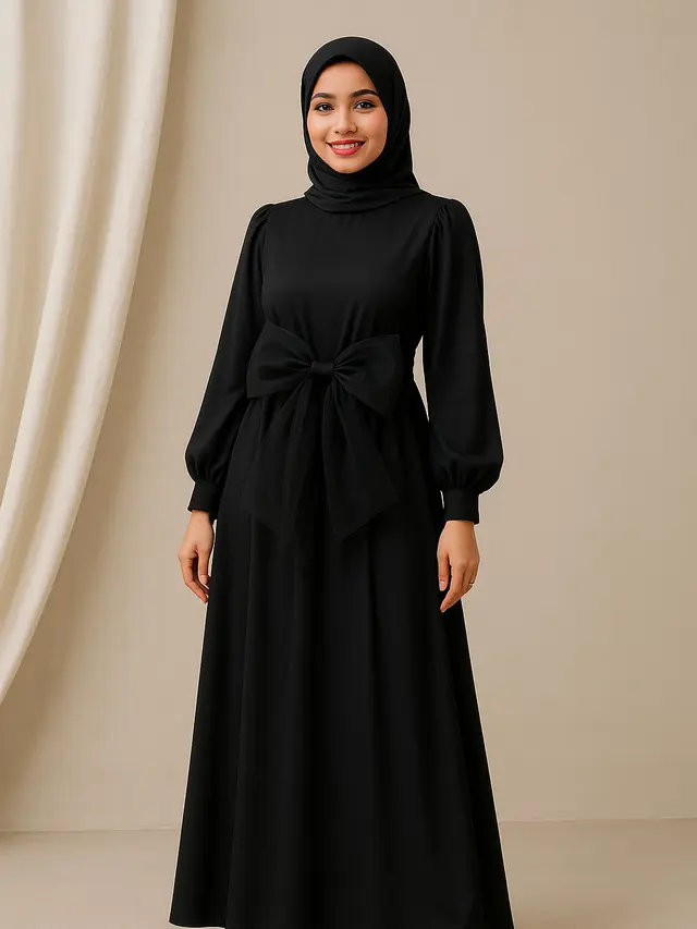 Model Gamis Hitam Mewah yang Cocok Jadi Outfit Pesta/Ilustrasi gambar oleh AI