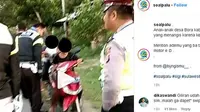 Screenshot video bocah ditilang polisi (Instagram/soalpalu)