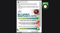 Cek Fakta: Hoaks Link Pendaftaran untuk Dapatkan BLT UMKM Sebesar Rp 5 Juta