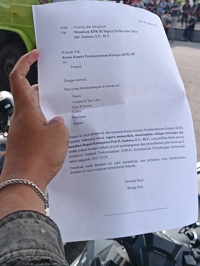 Surat warga Pati ke KPK