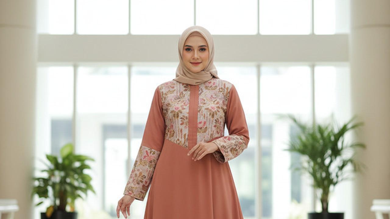 7 Model Gamis Batik Kombinasi Kain Polos Terbaru, Tampil Elegan tanpa Terlihat Ramai