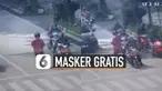 Di tengah-tengah masyarakat yang mempersoalkan harga masker yang kian mahal, pria ini justru sebaliknya. Terlihat dalam rekaman cctv ia membagikan masker secara cuma-cuma untuk pengendara motor.