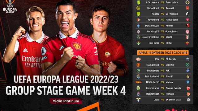Jadwal dan Live Streaming Liga Europa 2022/2023 Matchday 4 di Vidio, 13&14 Oktober 2022