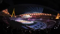 Suasana Morodok Techo Stadium, Phnom Penh, Kamboja saat upacara pembukaan (Opening Ceremony) SEA Games 2023 Kamboja, Jumat Jumat (5/5/2023) malam WIB. (Bola.com/Abdul Aziz)