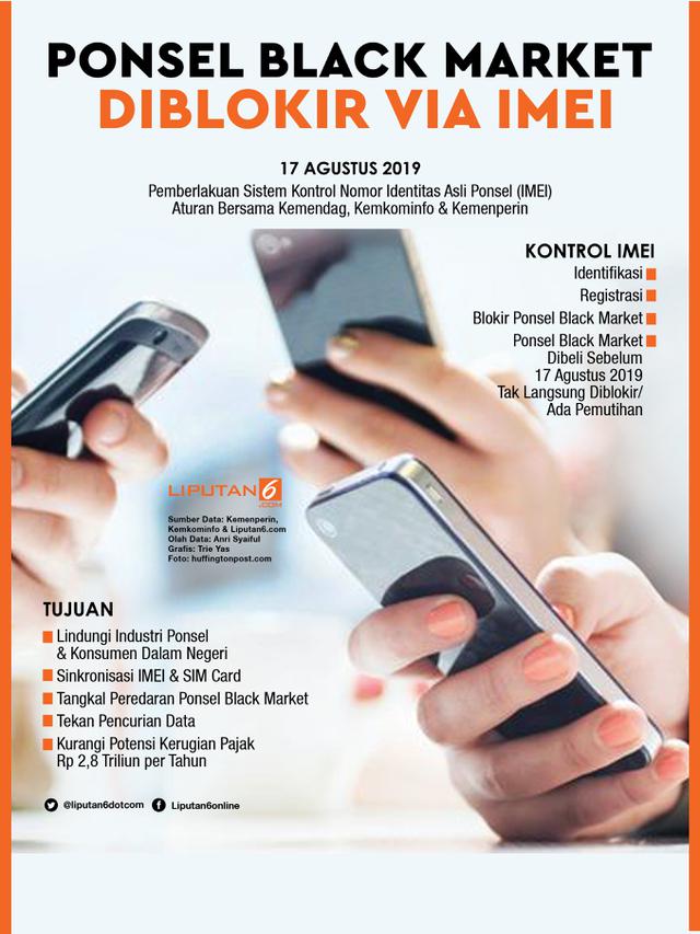 Infografis Ponsel Black Market Diblokir via IMEI