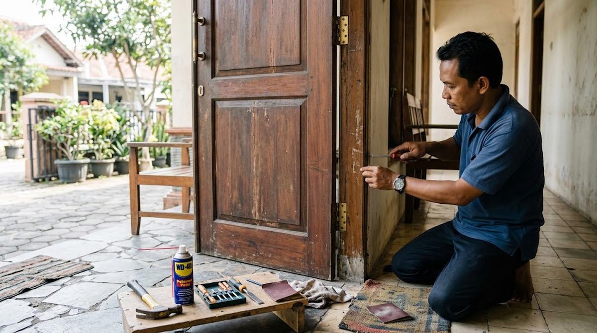 Cara Memperbaiki Pintu yang Sulit Dibuka Tanpa Memanggil Tukang/AI Generated