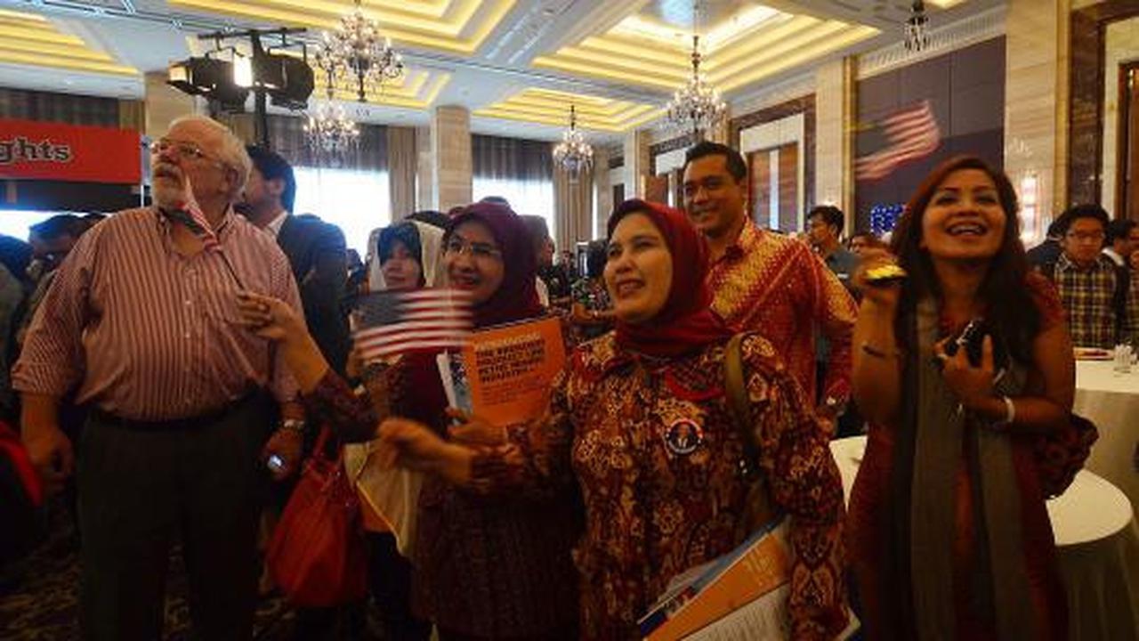 Suasana saat nonton bareng Pilpres di Kedubes AS