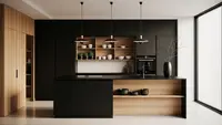 7 Model Dapur Minimalis Hitam dengan Sentuhan Kayu yang Kini Tren di 2026