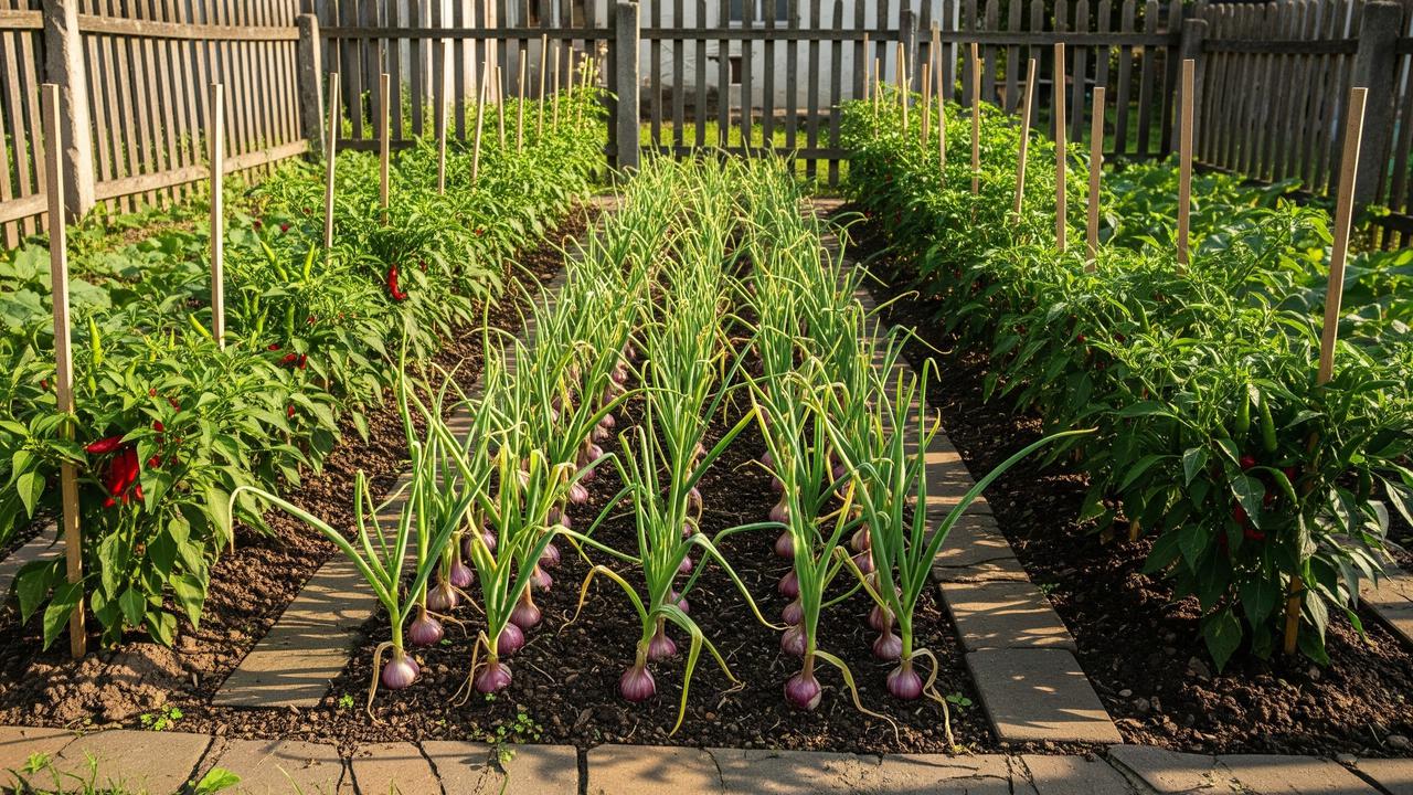 Desain Kebun Cabai Rawit Kombinasi Bawang Putih dan Bawang Merah