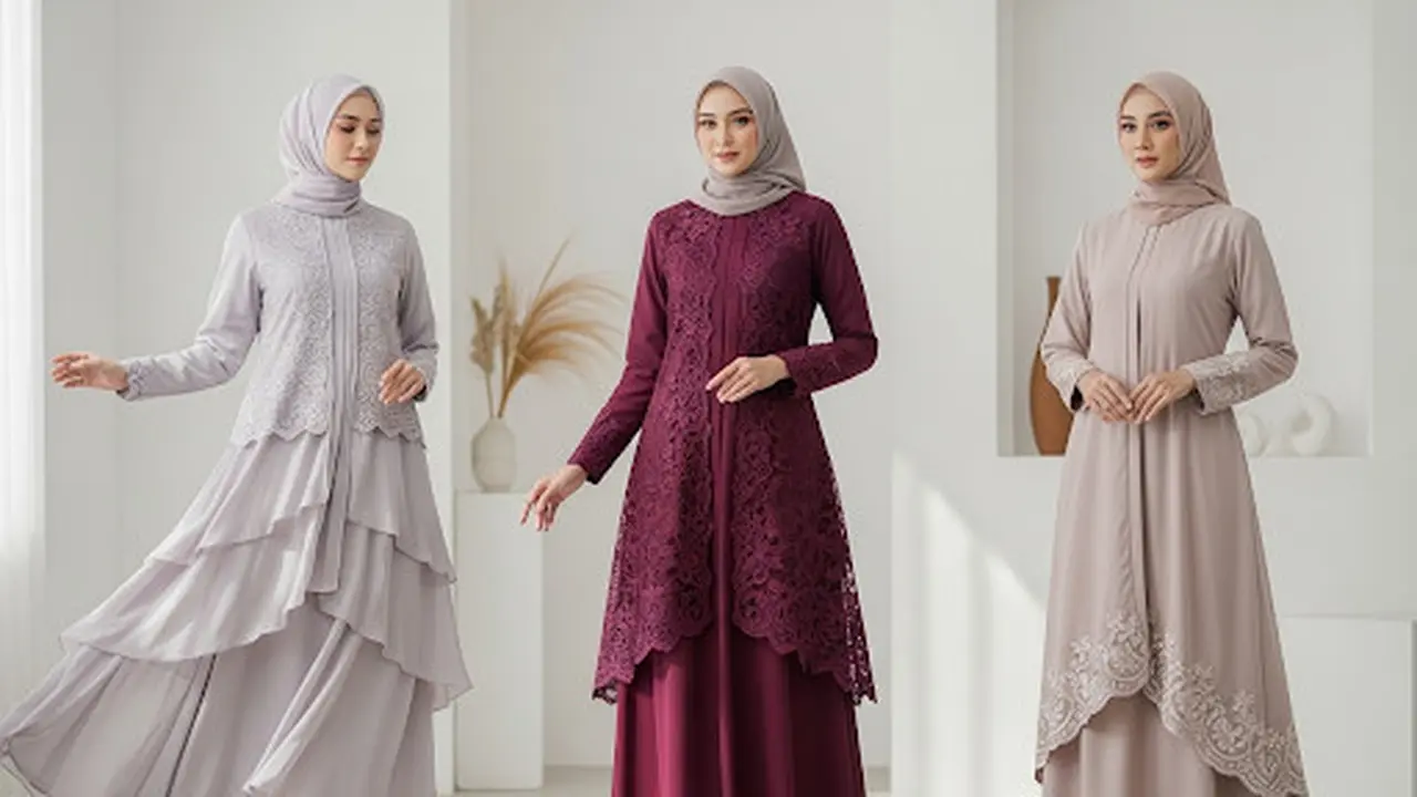 Gamis Ceruty Kombinasi Brukat Timbul