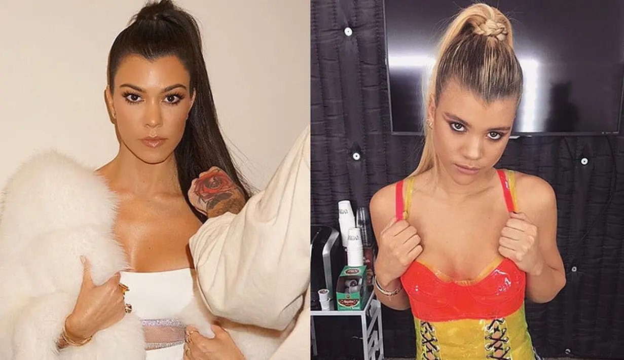 Sofia Richie dikabarkan mengikuti gaya Kourtney Kardashian demi Scott Disick. Mana yang lebih cantik? (HollywoodLife)