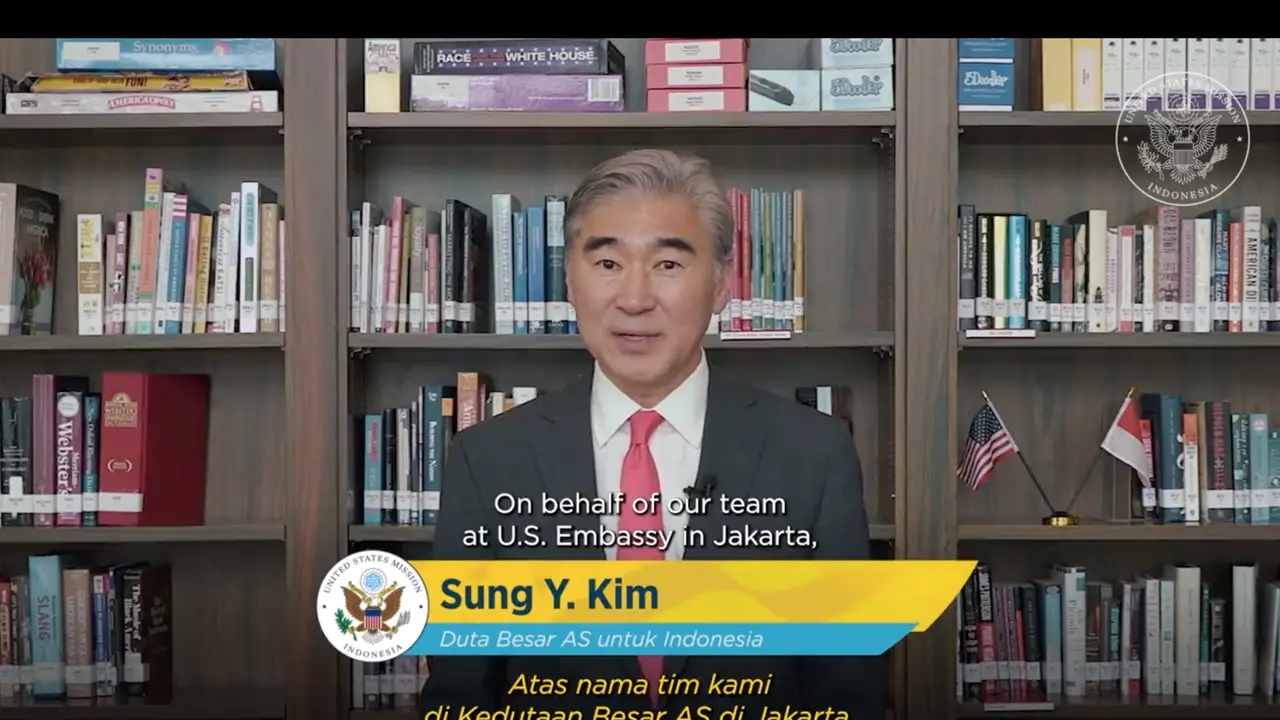 Duta Besar Amerika Serikat (AS) untuk Indonesia Sung Y. Kim mengucapkan selamat atas HUT ke-78 RI. (Twitter/@USAmbIndonesia)