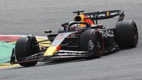 Pembalap Red Bull Racing, Max Verstappen, saat beraksi pada balapan seri ke-12 Formula 1 GP Belgia 2023 di Sirkuit Spa-Francorchamps, Stavelot, Belgia, Minggu (30/7/2023). (AP Photo/Geert Vanden Wijngaert)