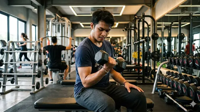 ilustrasi latihan di gym