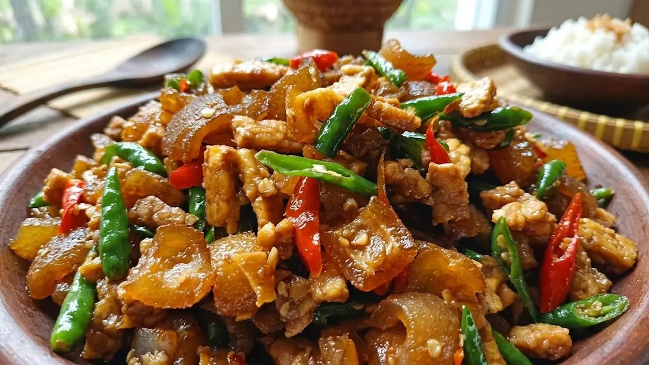 Tumis Tempe Kikil Pedas