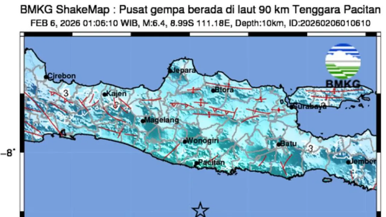 Gempa Magnitudo 6,4 Guncang Pacitan, Terasa hingga ke Malang