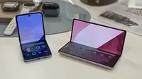 Galaxy Z Fold 6 dan Galaxy Z Flip 6 yang baru diluncurkan di Samsung Unpacked 2024 di Paris, Prancis. (Liputan6.com/Agustin Setyo Wardani)