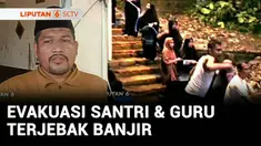 Banjir merendam pondok pesantren di Kabupaten Bogor, Jawa Barat. Santri dan para guru dievakuasi karena banjir terus meninggi.